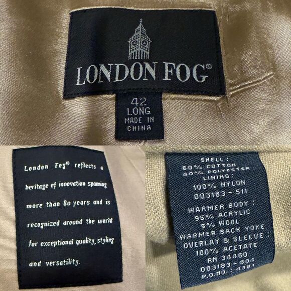 London Fog Tan Long Trench Coat - Picture 10 of 12